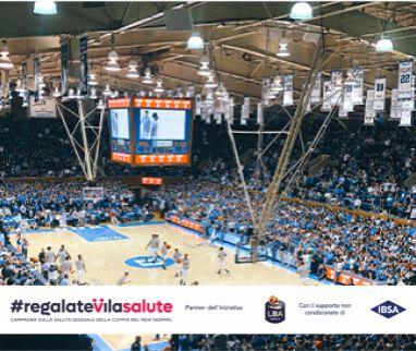 #regalatevilasalute scende in campo nella partita di basket Olimpia Milano vs Brescia