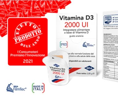 Vitamina D3 IBSA eletto prodotto dell’anno 2021. I consumatori premiano l’innovazione.
